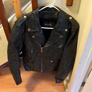 VINTAGE WILSONS LEATHER BIKER PUNK ROCK LEATHER BLACK JACKET MEN SIZE 40 large